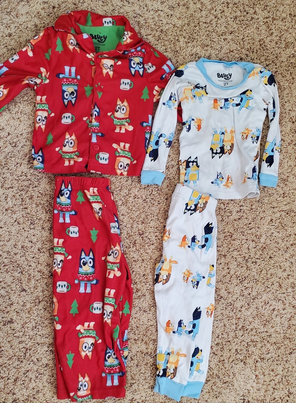 2T Bluey Kids Pajama Set - Xmas & Regular